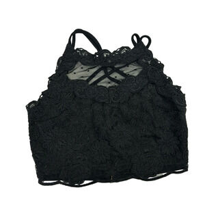 River Island Black Lace Crop Tank Top